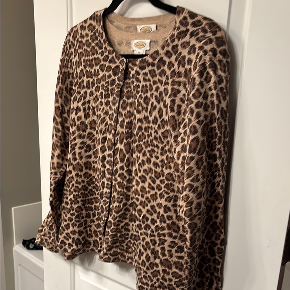 Talbots Cream and Brown Sweater